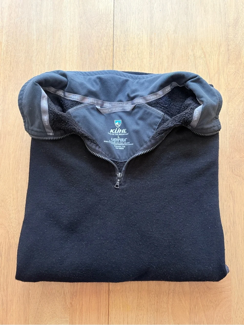 KUHL Kashmira Mens Large Black Charcoal Quarter Zip Fleece Pullover Sweater - Picture 6 of 7